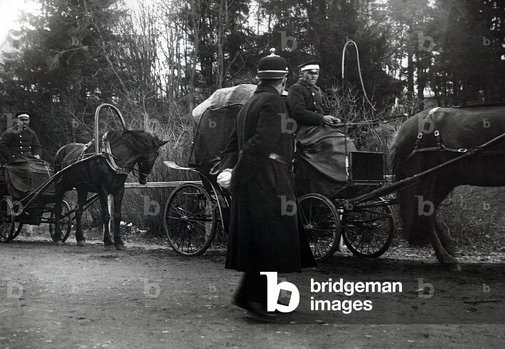 Police preparing for the 1905 'Bloody Sunday' demonstration in St. Petersburg (b/w photo)