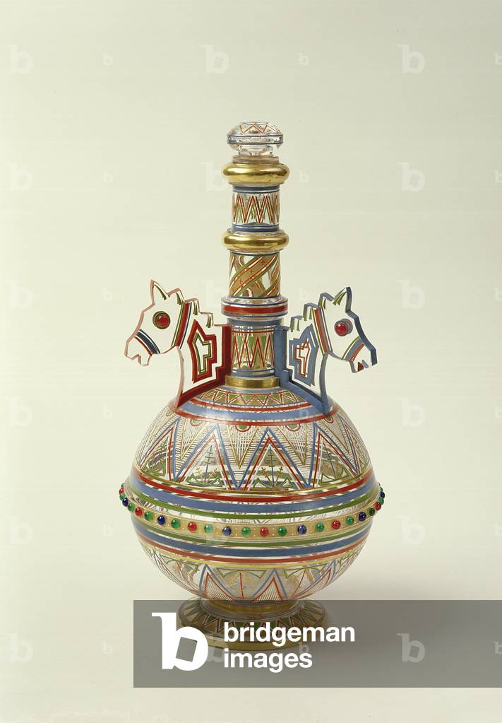 Decanter dell'Imperial Glass Manufactory, c.1870-73 (vetro, doratura e smalto)