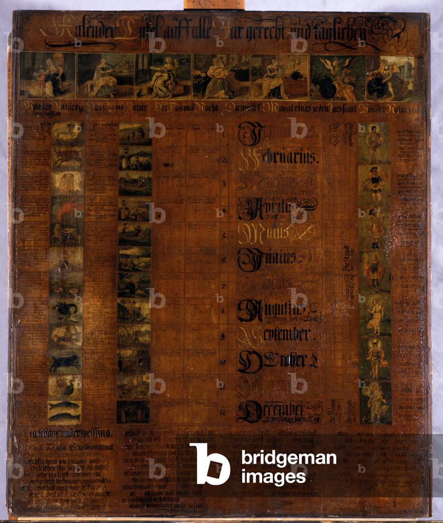 Calender, 1601-50 (painted wood)