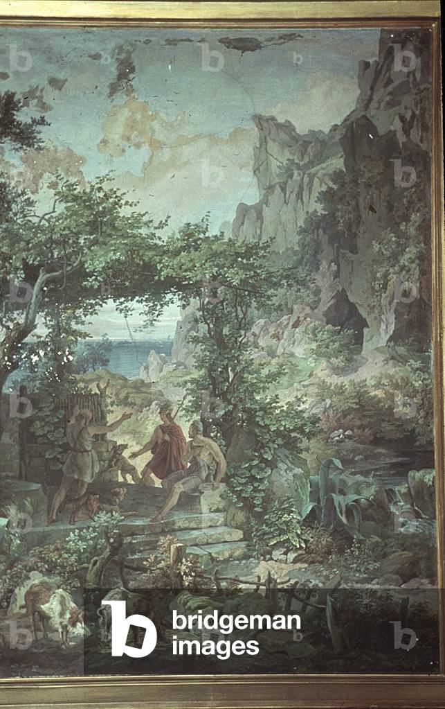 Odysseus at the swineherd Eumaeus, Scenes from the Odyssey, 1832-34 (tempera)