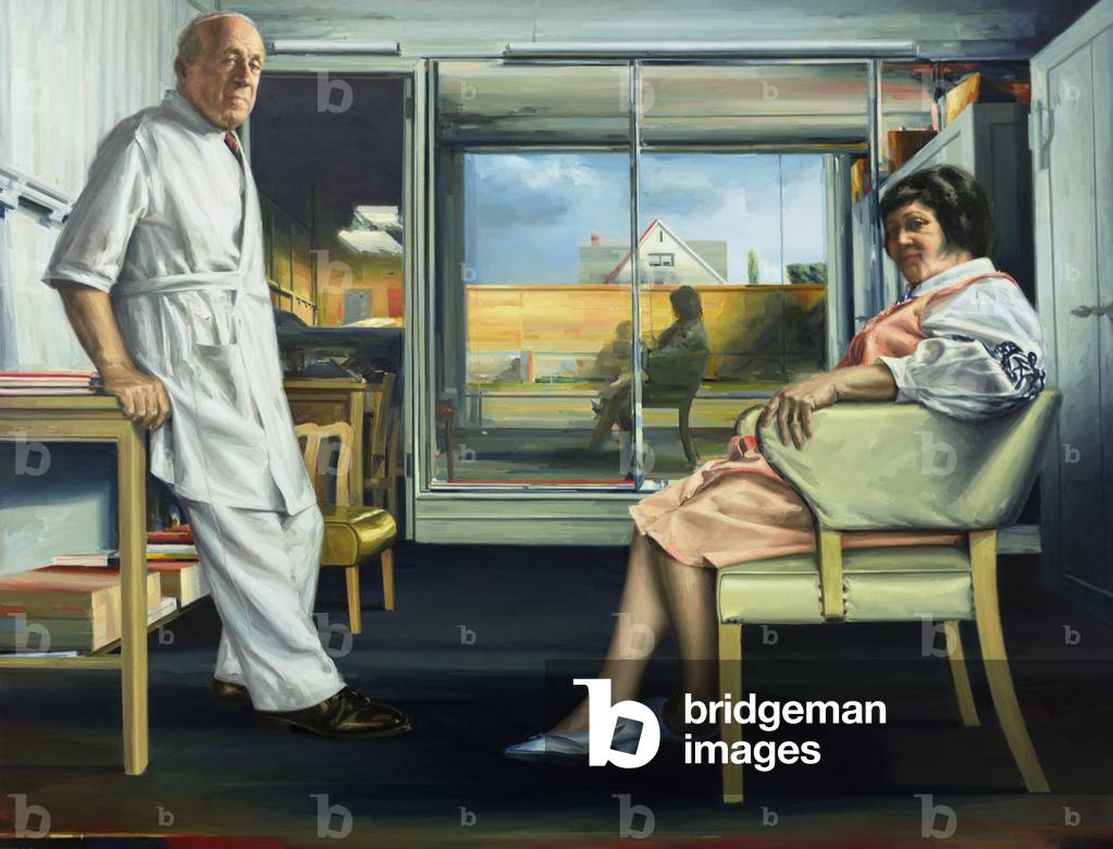 The Artist's Parents in the Store, c.1975 (oil on canvas)