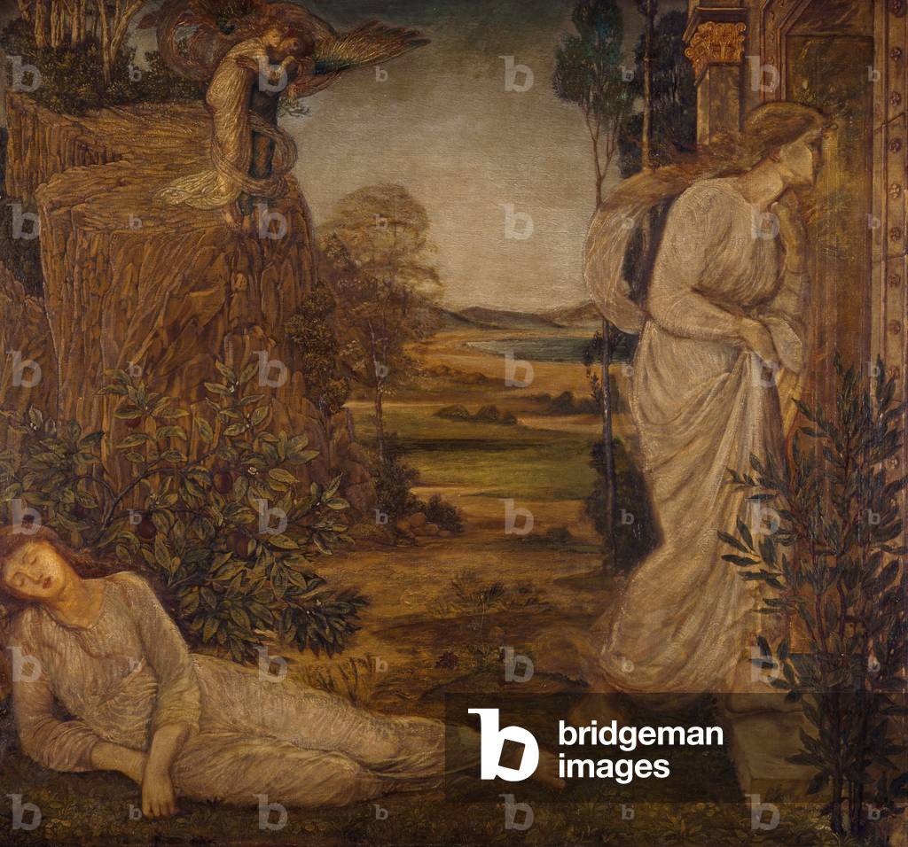 Cupido e Psiche - Palazzo Verde Murales - Zefiro Bearing Psiche alla Montagna, 1881 (olio su tela)