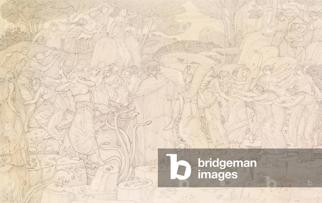 Bild von Zeichnung "Die Vergewaltigung der Proserpina (Bleistift auf Papier)" von Edward Coley Burne-Jones, b/