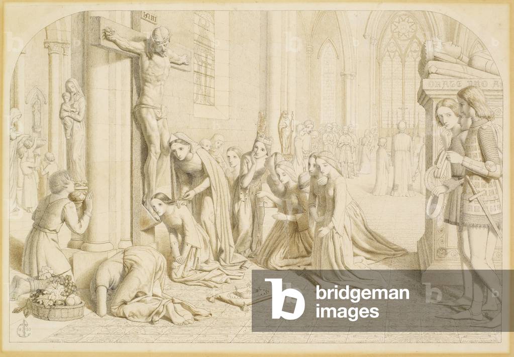 Un incident dans la vie de St. Elizabeth of Hungary (1207-31) 1850 par James Collinson, b/w