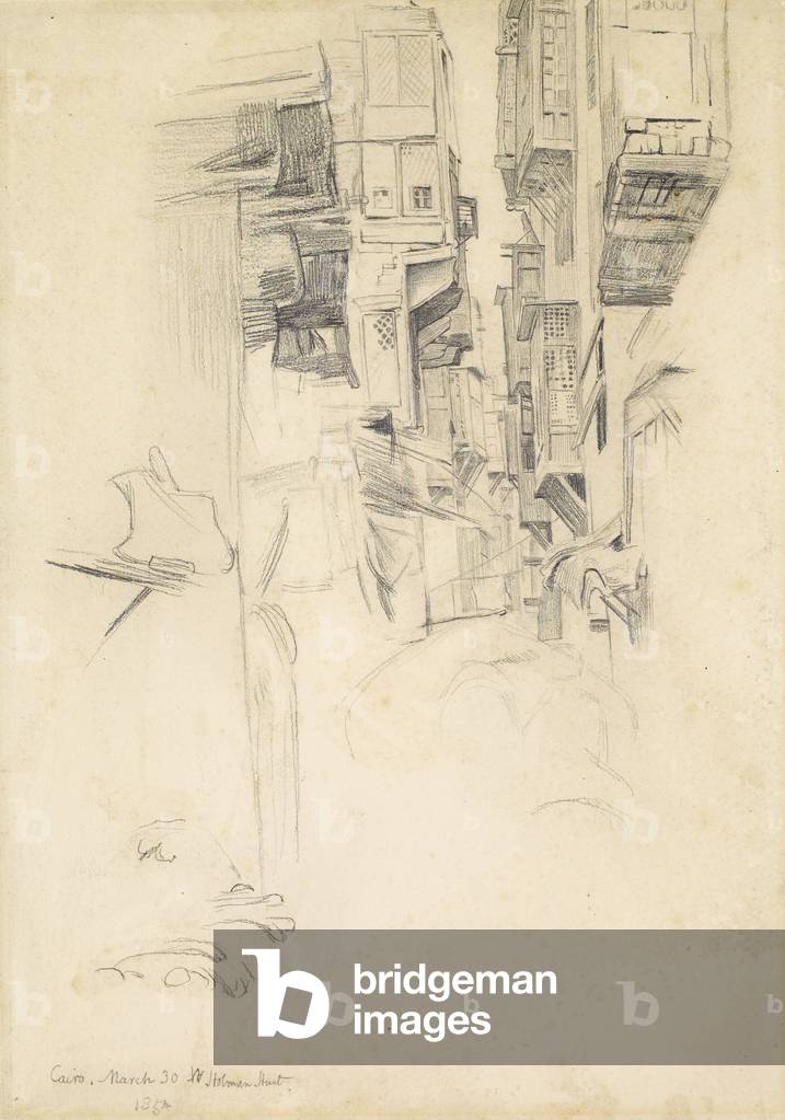 Street Scene, Kairo, 1854 (Bleistift auf Papier)