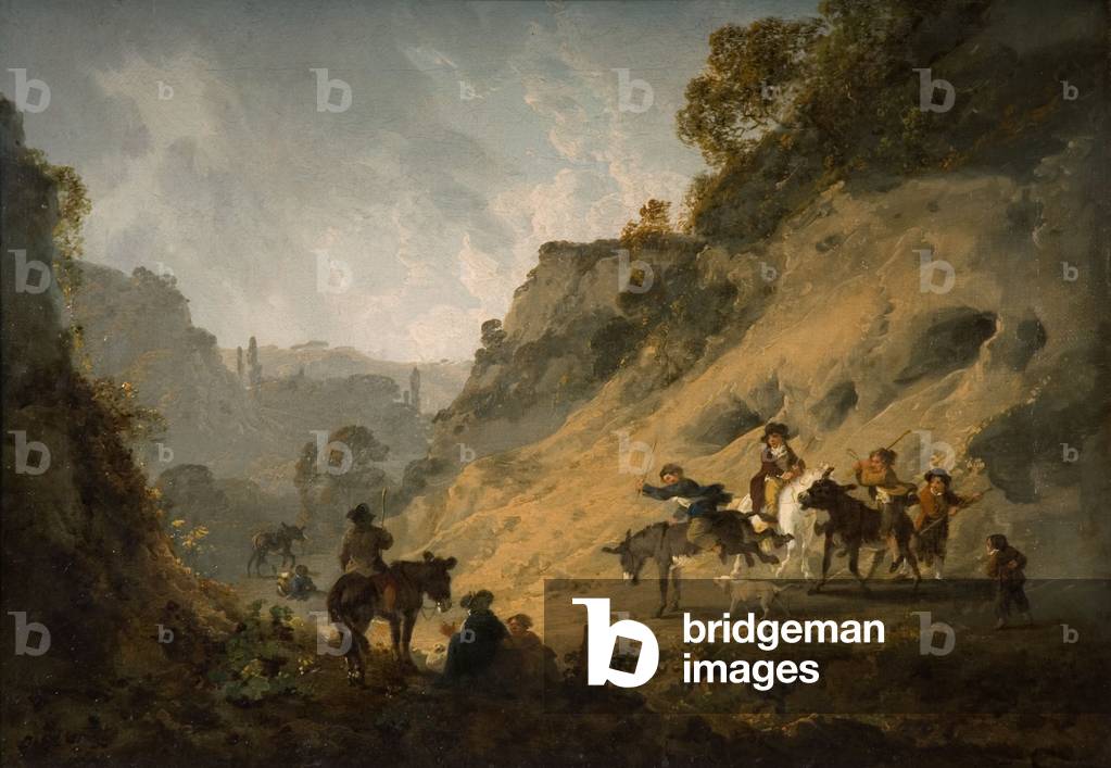 Image of Painting depicting Gypsies with an Ass Race 1792 by Julius Caesar Ibbetson