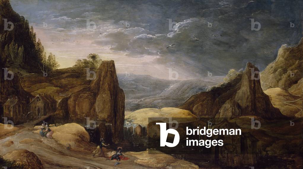 Extensive Landscape with Minerva Expelling Mars to Protect Peace and Plenty (oil on panel)