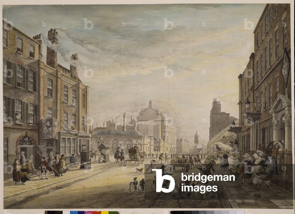 Bild von Zeichnung "Blick Richtung Hanover Square mit Blick auf die Holles Street" von James Miller