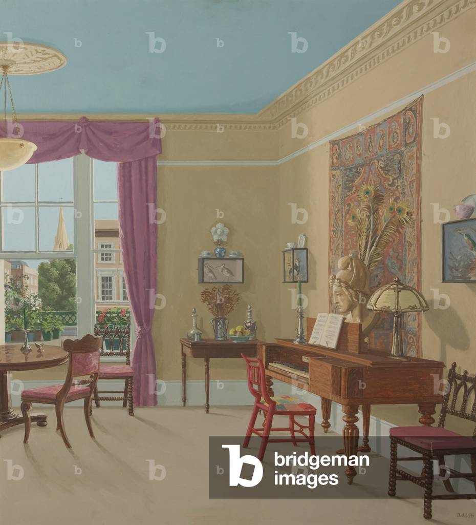 Interior, London N1, 1976 (oil on board)