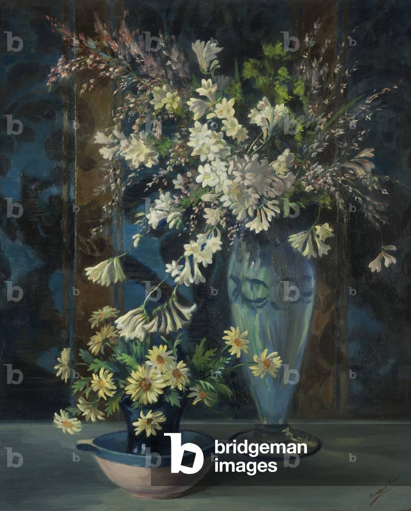 Freesias (oil on board)