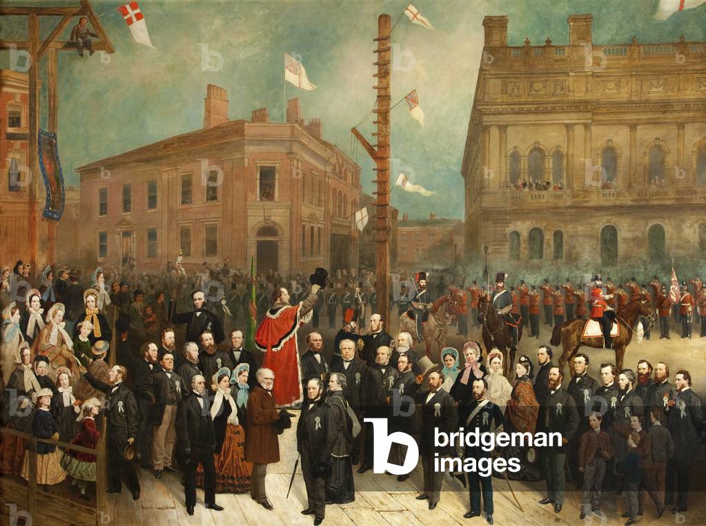 Laying the Foundation Stone to the Cotton Exchange, Blackburn, c.1863 (oil on canvas)