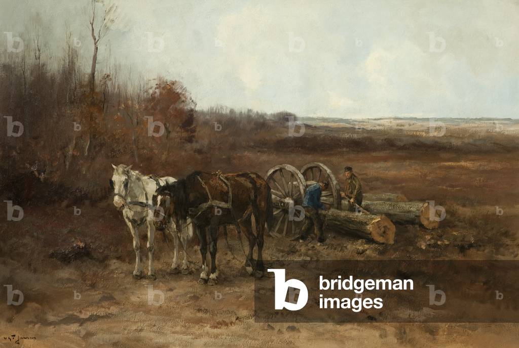 Hauling Timber (oil on canvas)