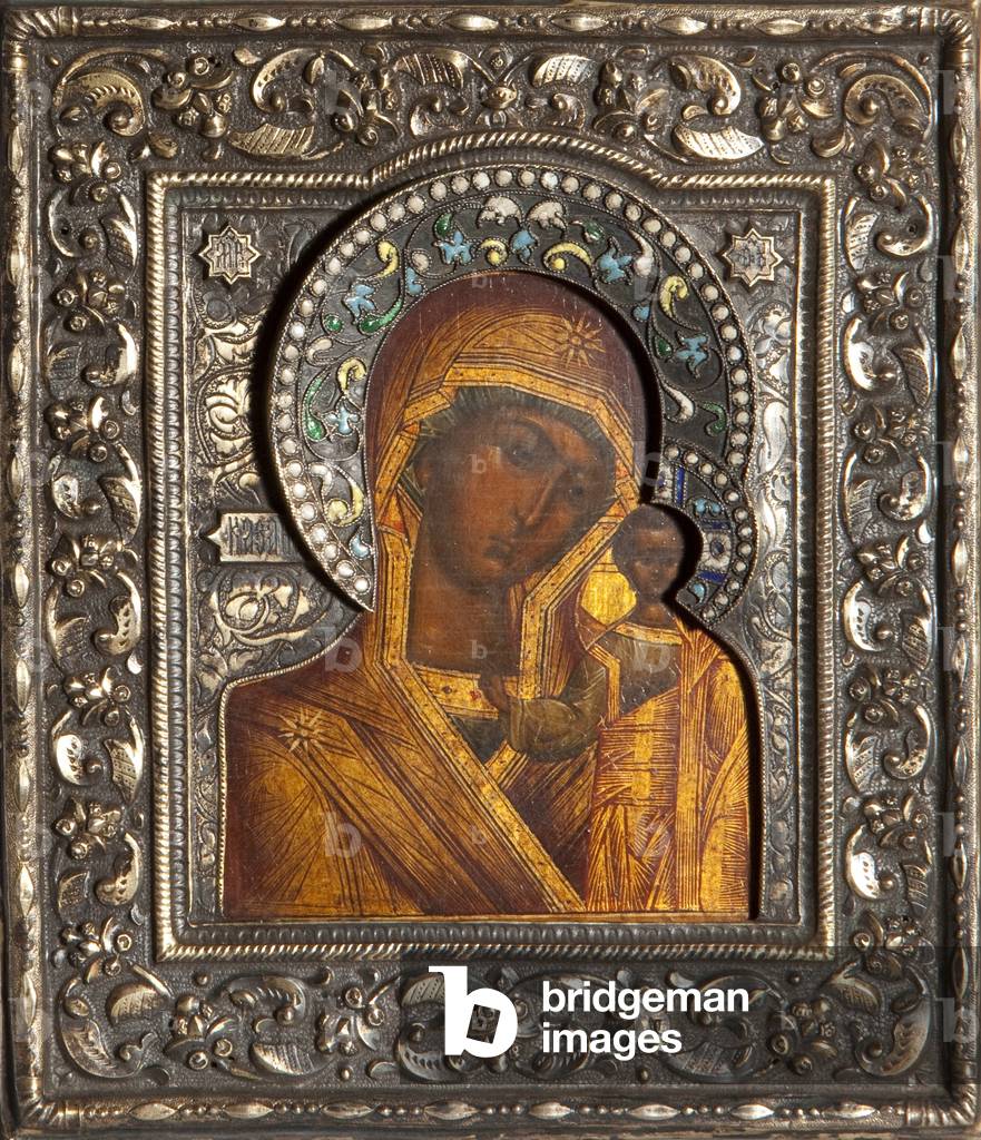 The Virgin of Kazan (tempera on panel in enamelled metal frame)