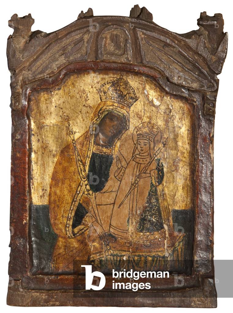 The Crowned Virgin and Infant (tempera on panel)