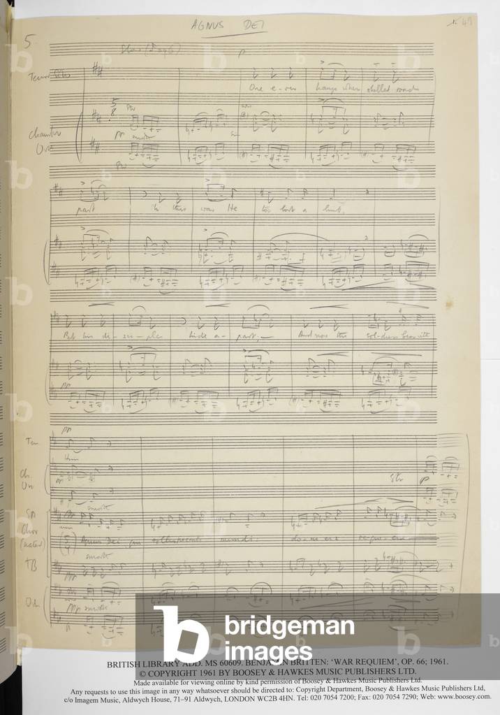Image of Short score of Britten's War Requiem (pencil on paper) by