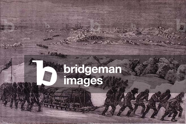 Image of Print depicting Departure of the Team from H.M.S. Alert, 19th century by Edouard Riou