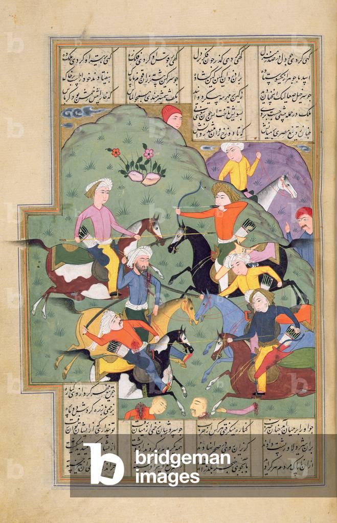 7776 f.35 Mihr, Asad und Juhar hinzufügen, Araber kämpfen gegen die Kurden, Persisch, 1596