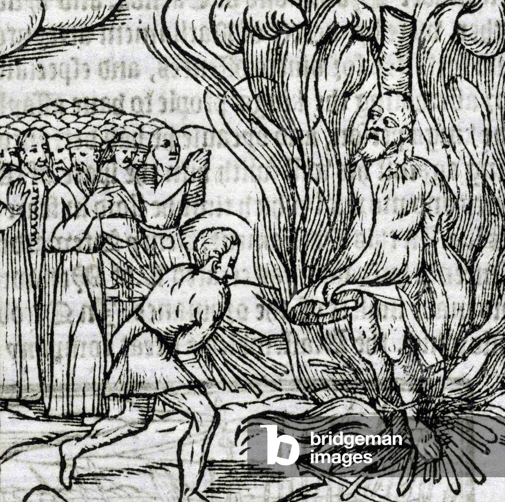 Il rogo di George Wishart, riformatore scozzese (1513-1546) (incisione)