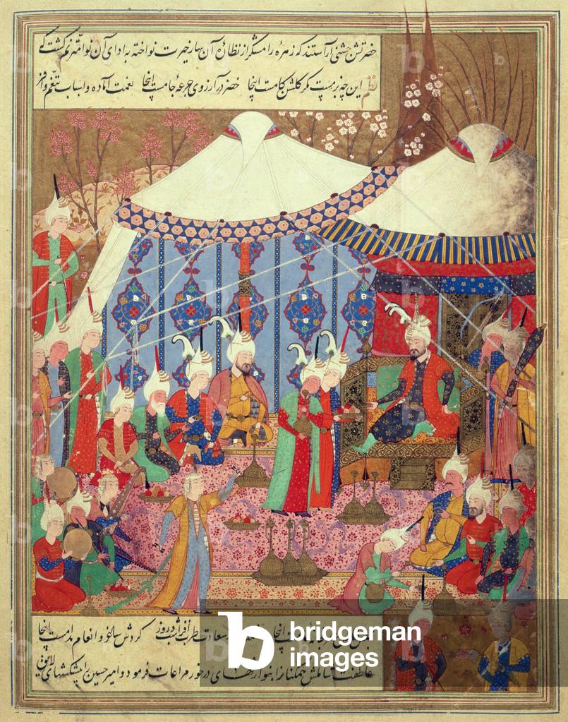 Der Amir von Afghanistan entspannt sich an seinem Hof, Persisch