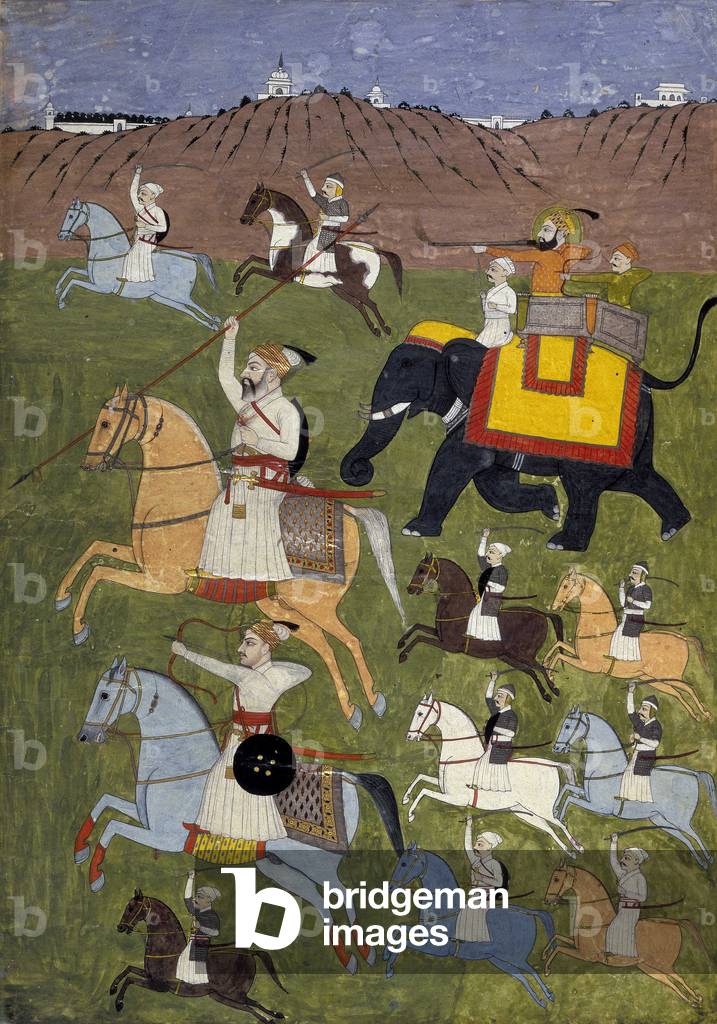 "Kambakhsh guida il suo esercito in battaglia contro suo fratello maggiore Bahadur Shah I a Hyderabad"