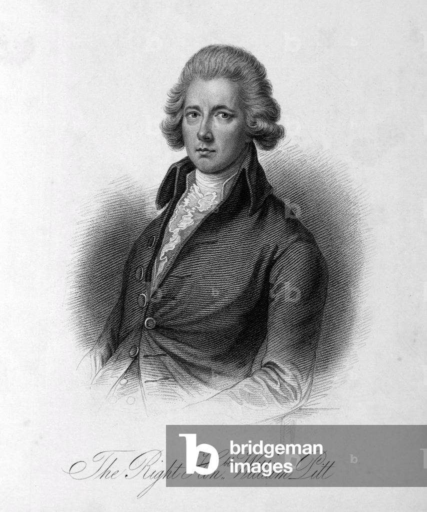 "Porträt von William Pitt dem Jüngeren (1759-1806)" 1780, b/w