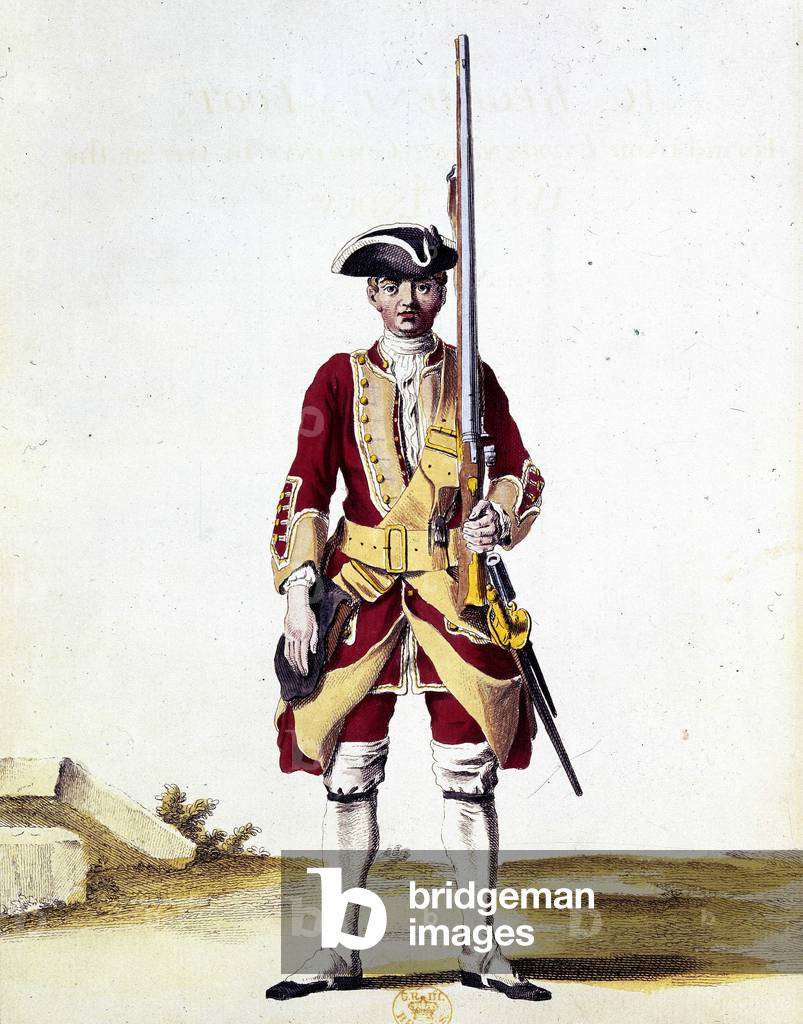 Uno della Guardia Reale, 1742. Guardia della casa reale. Da «Una rappresentazione degli abiti della casa di Su