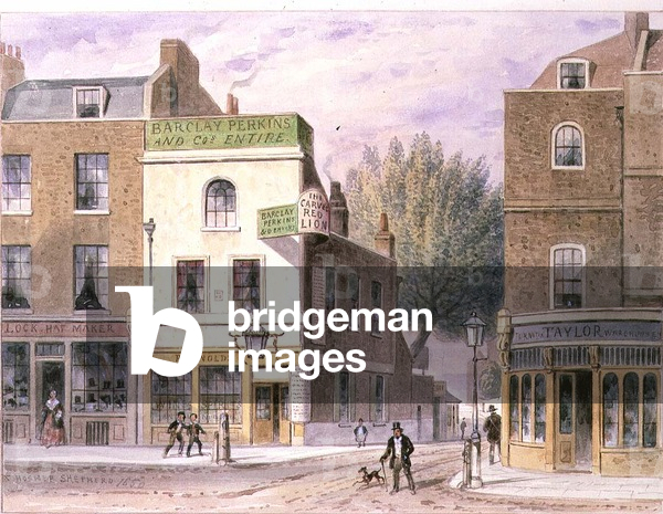 Carved Red Lion Inn, Islington Green, Datum auf dem Haus 1660