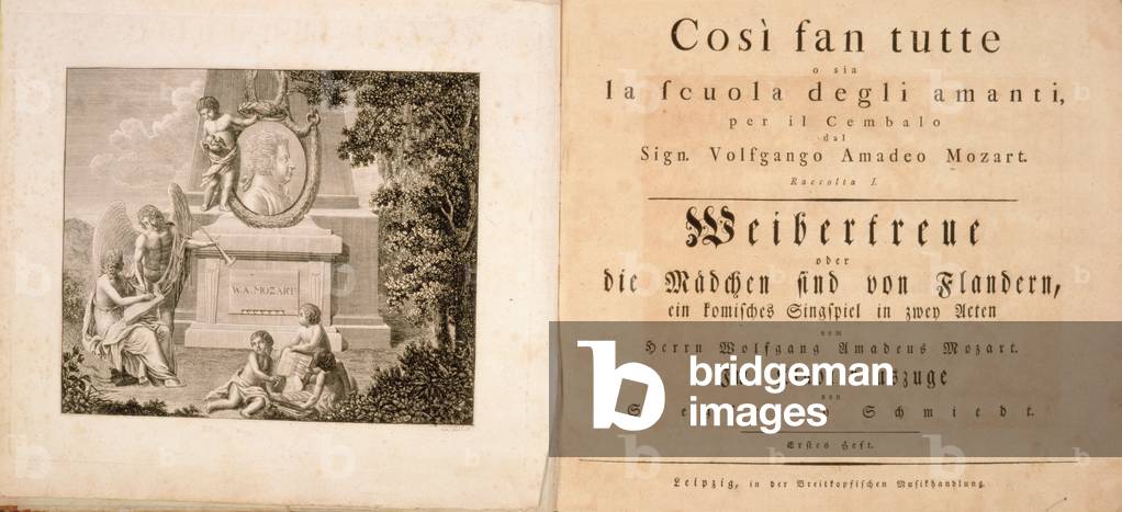 Frontispiece zu “Cosi Fan Tutte” von Mozart mit Gedenkporträt
