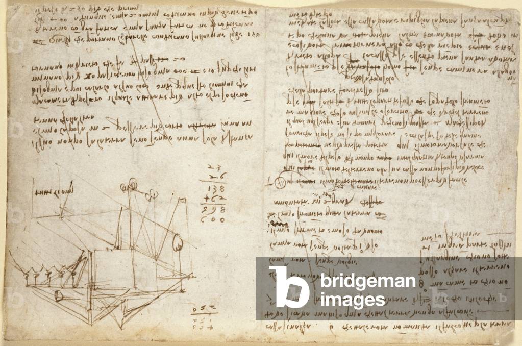 "Appunti di Leonardo da Vinci. Note e diagramma dal Quaderno di Leonardo da Vinci", b/w