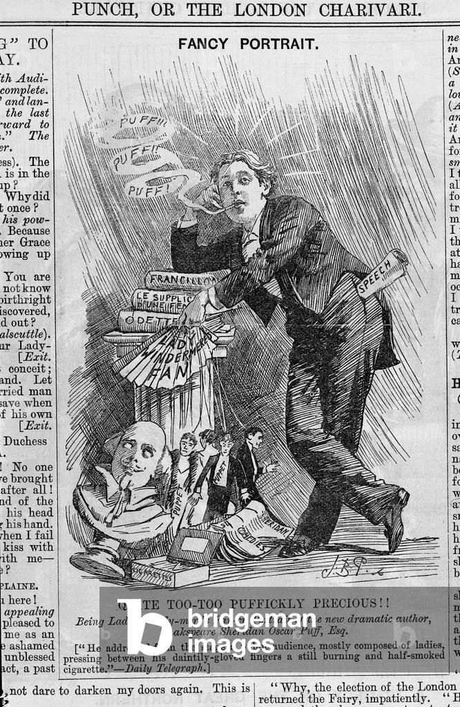 Satire publiee dans ""Punch or London charivari"" concernant la nouvelle piece d'Oscar Wilde (1854-1900), b/w