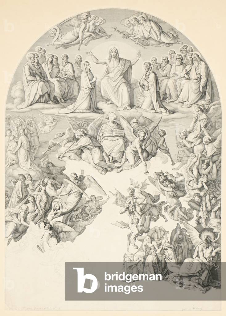 The Last Judgement, engraved by Caspar Heinrich Merz (1806-1875), 1840 (engraving)