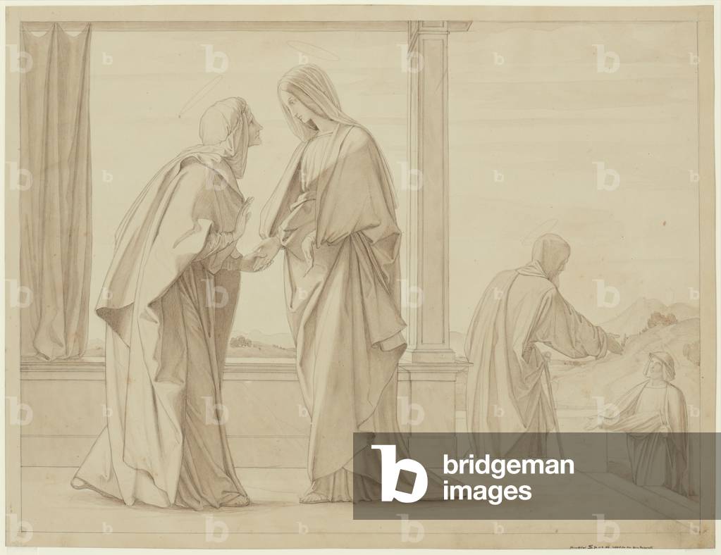 The Visitation, 1841 (brush and wash in sepia over graphite)
