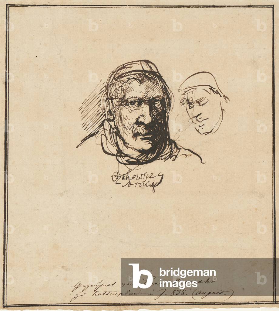 Portrait of a Mann with a moustache (Czehowiky Archy?), 1838 (pen and brown ink)