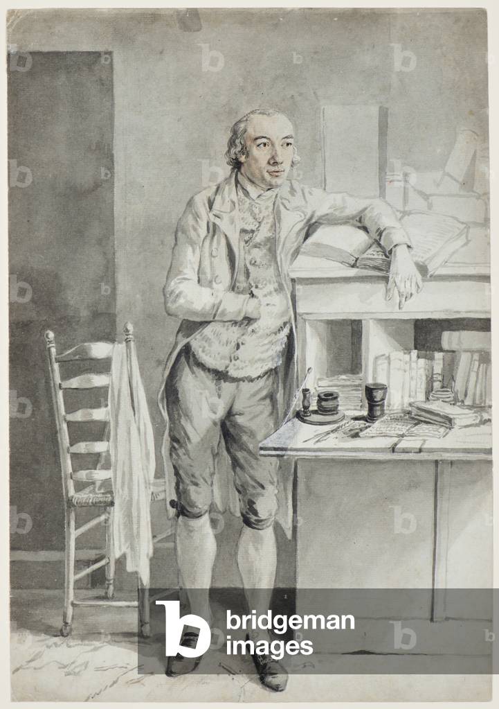 Portrait of the artists brother Innozenz Kobell (?), c.1795 (brush and grey ink, grey wash and watercolour)