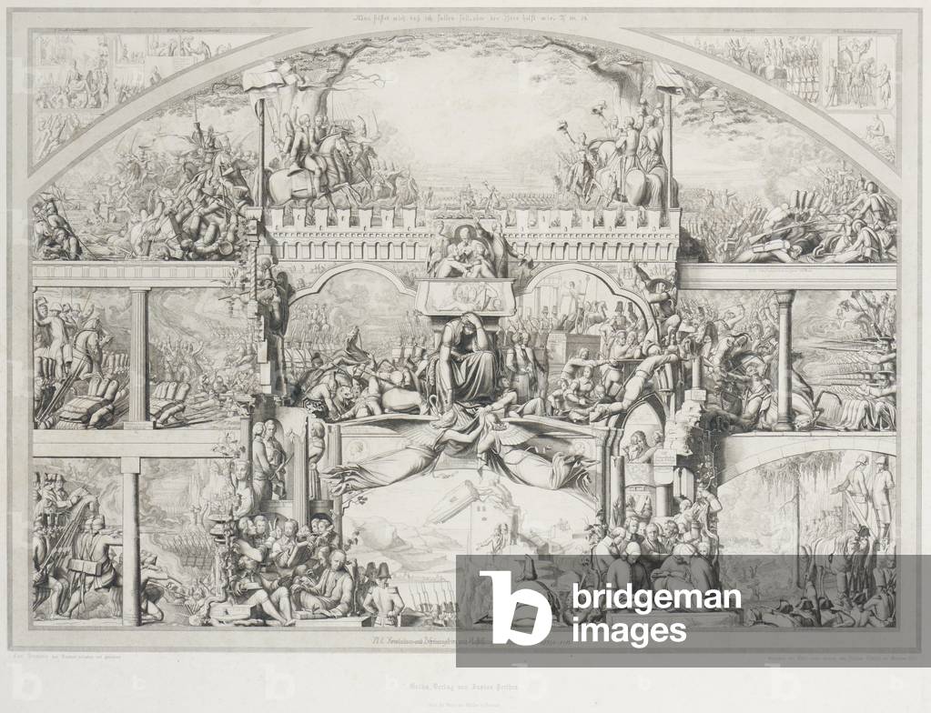 History of the Germanic Peoples, plate .XIV: Revolution, War of Liberation and Dissolution of the German Empire, 1795-1815, engraved by Karl Friedrich Voltz (1826-after 1880) 1852 (engraving)