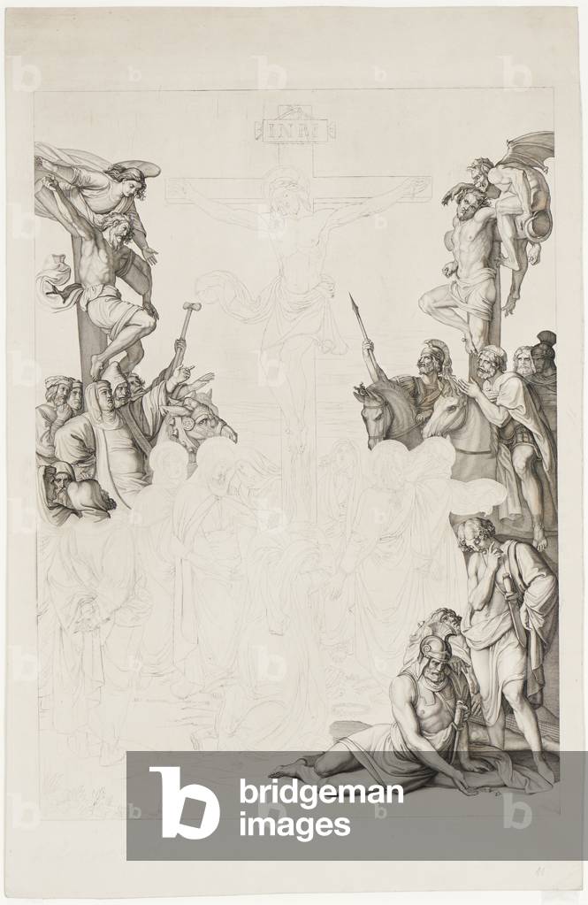 The Crucifixion, engraved by Caspar Heinrich Merz (1806-1875), 1842 (engraving with drypoint)