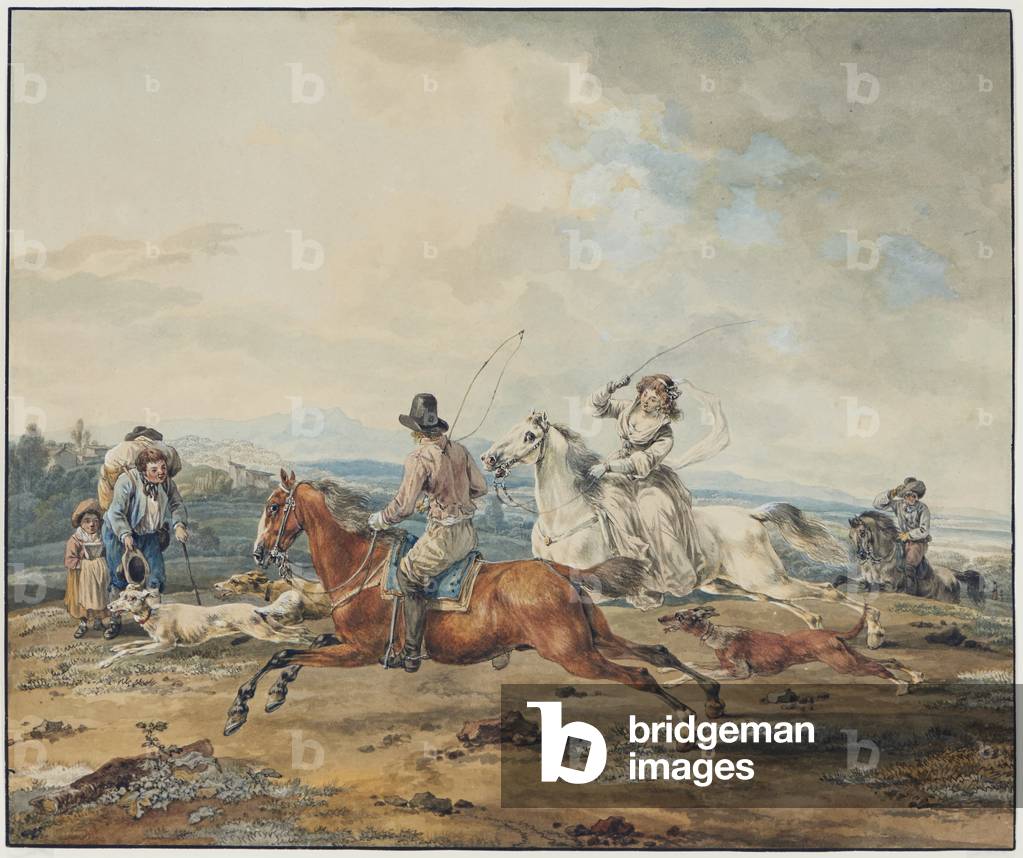 Horse riders in the foothills of the Alps, c.1790-99 (w/c and pen and dark grey ink)