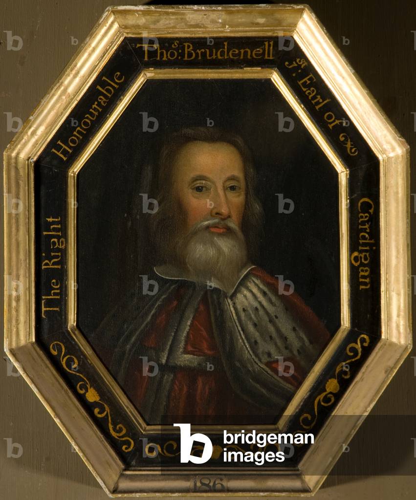 Portrait of Thomas Brudenell, 1st Earl of Cardigan (1581-1663) (oil on panel, octagonal)