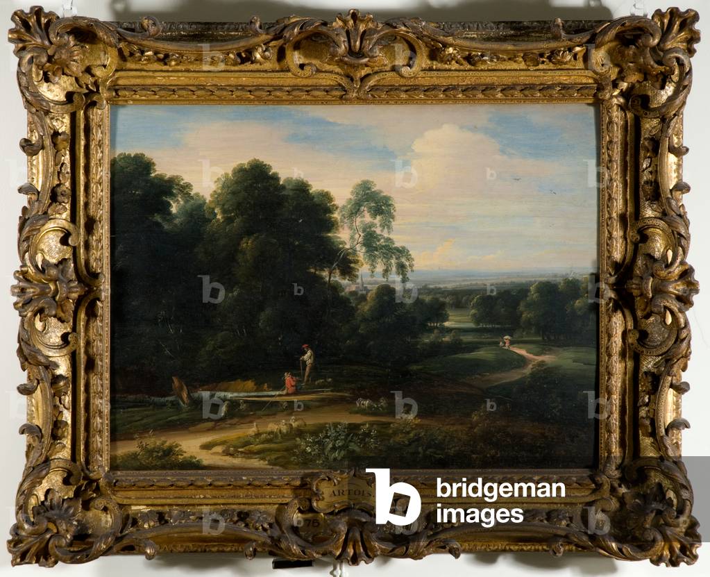 A wooded landscape (oil on panel (blistering))