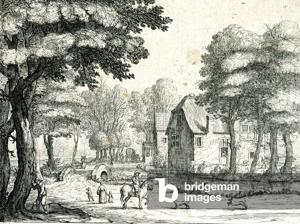 "Niederländisches Dorf", 17. Jahrhundert von Dutch School
