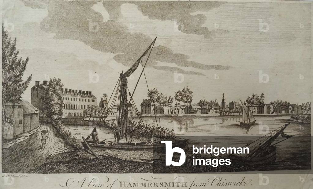A View of Hammersmith from Chiswick, engraved by John Royce (fl.1764-90), c.1770 (engraving)