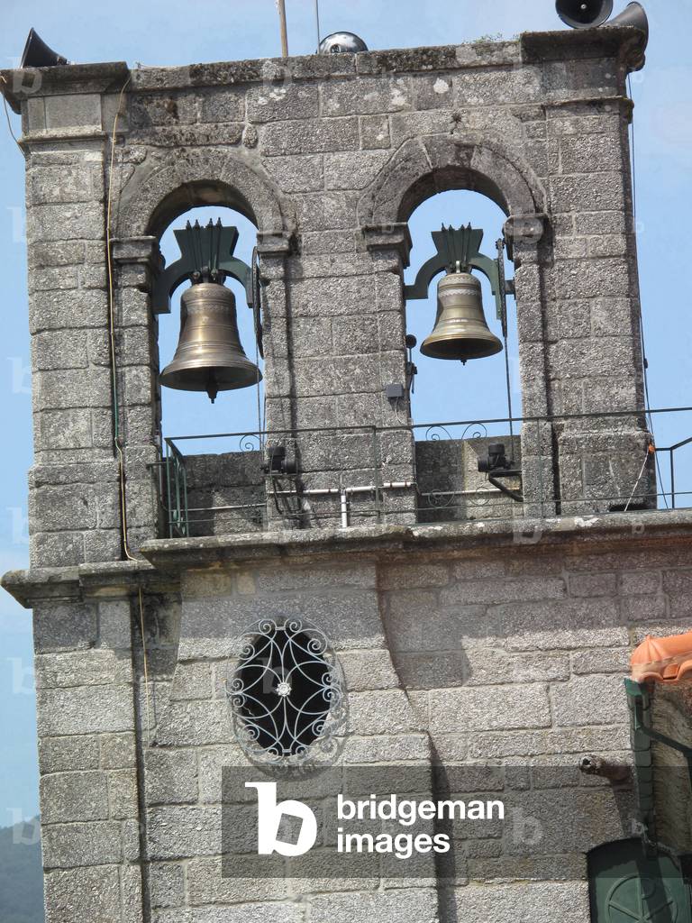8869N Bell Tower of the Church of Aboim commune of Fafe region of Minho North of portugal July 2009