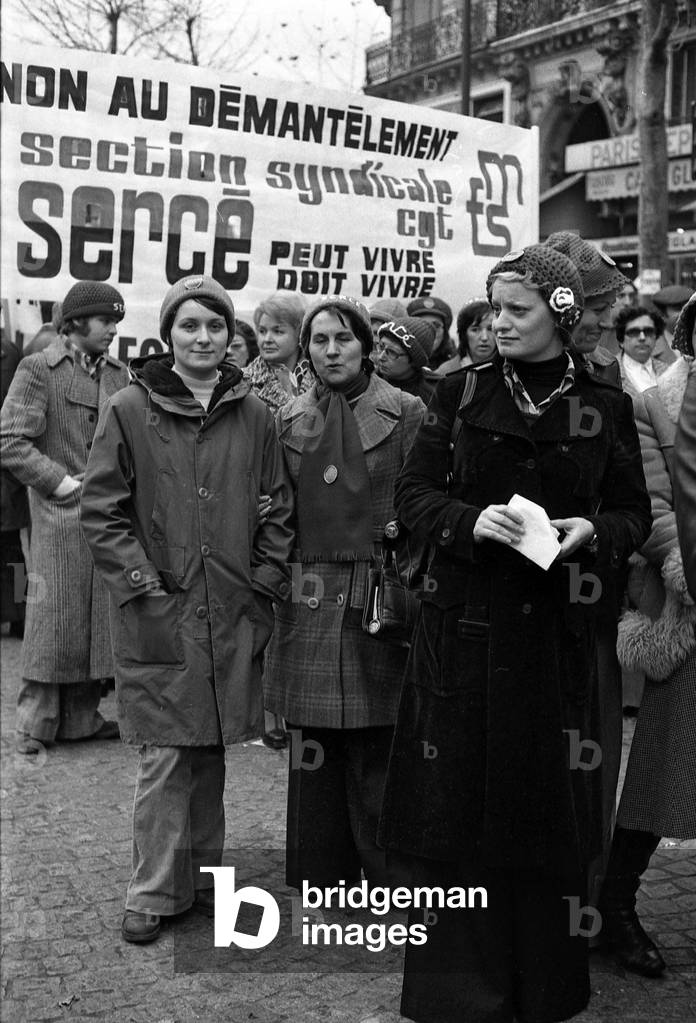 Demonstration in Paris on december 2, 1975 (b/w photo)