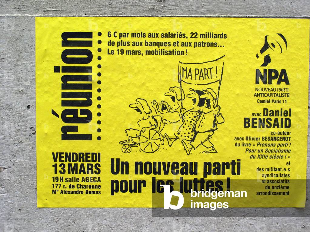 PARIS March 11, 2009 - Poster of the new Left Party Olivier Besancenot NPA new anti-capitalist party