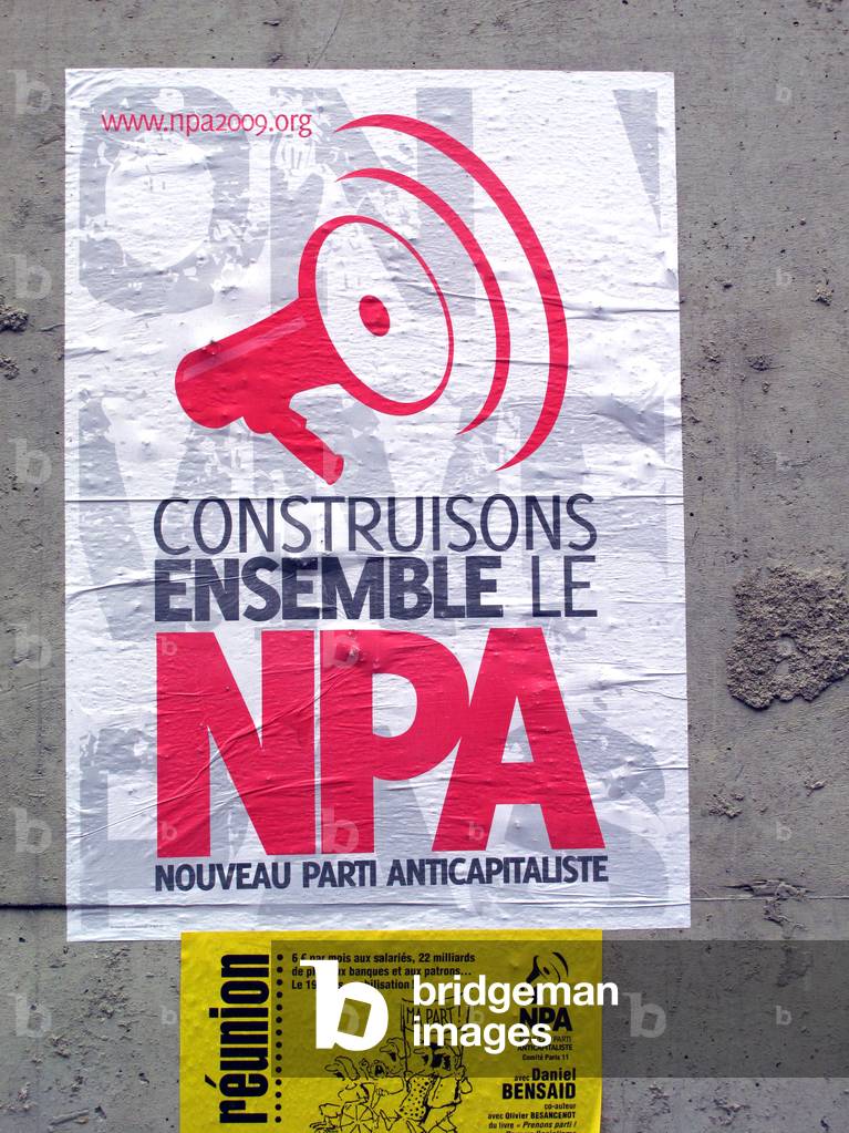 PARIS March 11, 2009 Poster of the new Left Party Olivier Besancenot NPA new anti-capitalist party