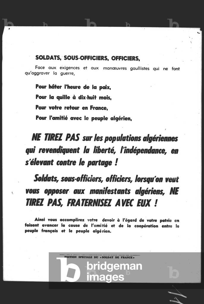 Clandestn tracts during the Algerian War (print)