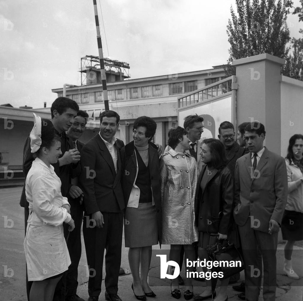 Employees of the France-Glace factory (ice cream), France, april 1967 (b/w photo)