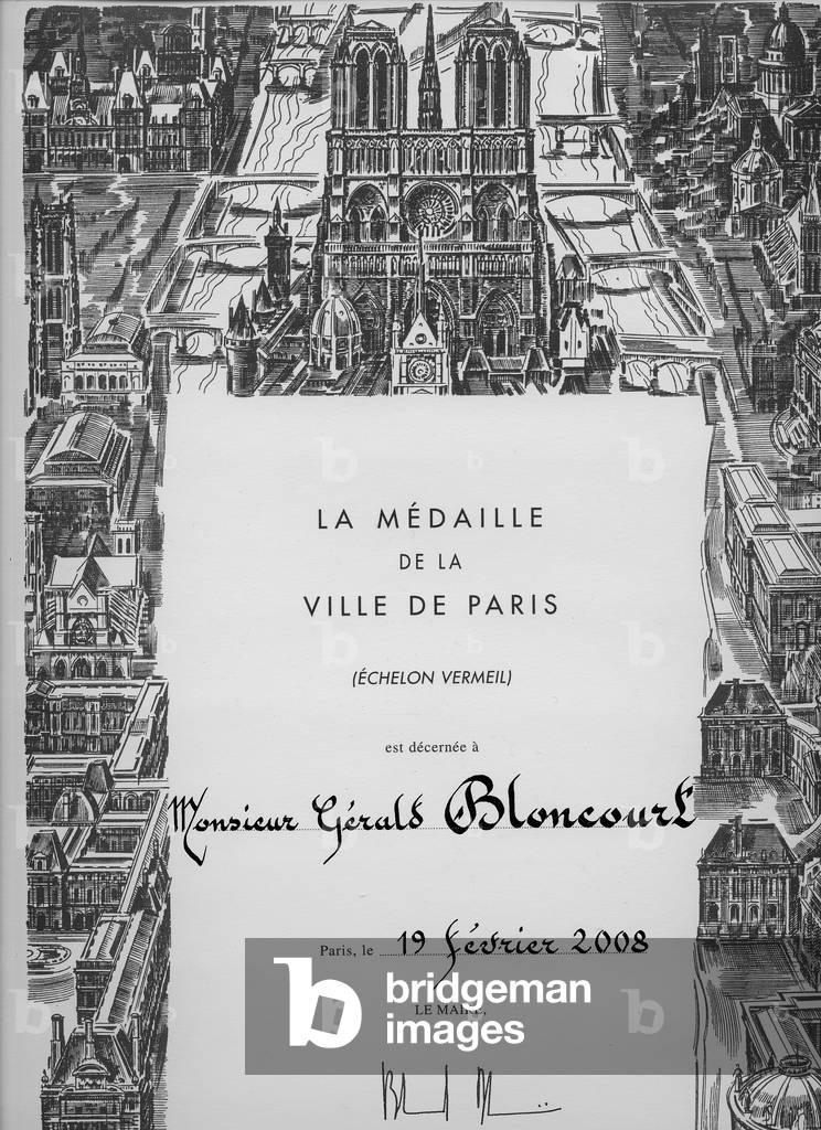 16497N Diplome Medaille Vermeille de la Ville de Paris awarded in February 2008?