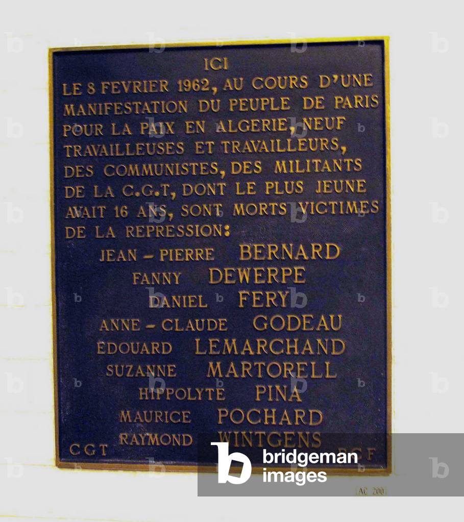 Plaque at Metro Charonne