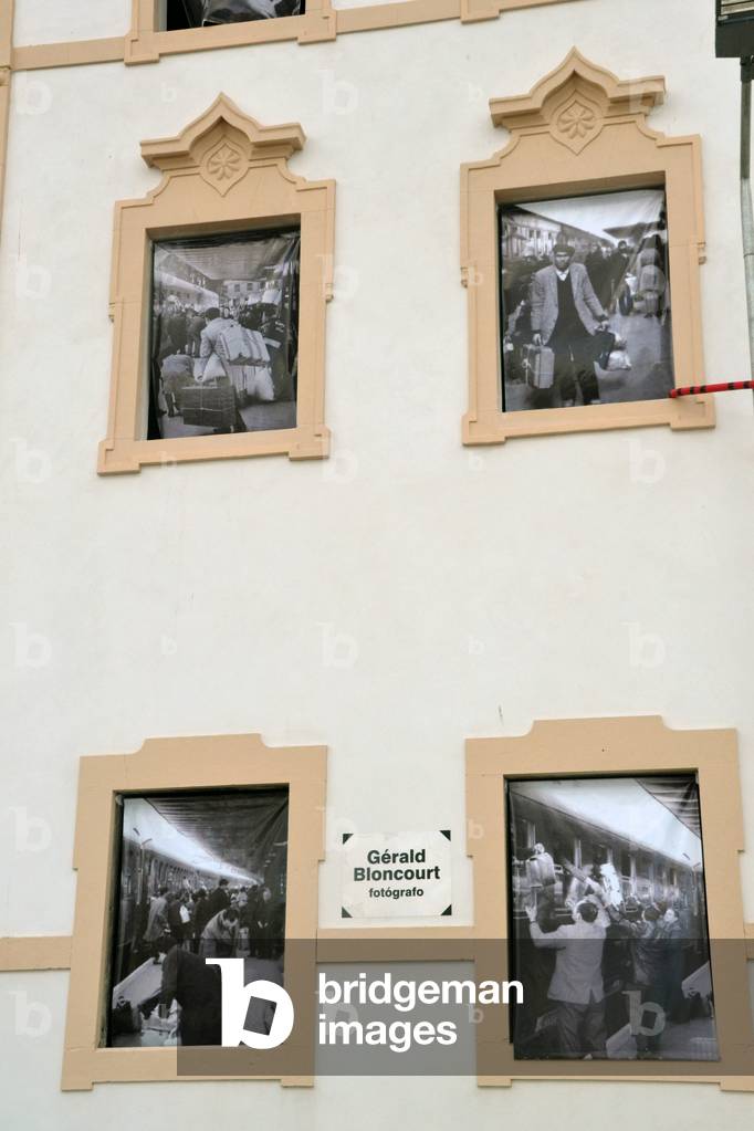 14977N EXHIBITION BLONCOURT a PLEMBAL IN PORTUGAL August 2014 The windows of the house were filled by the photos of Bloncourt and its? clearings at night The exhibition takes place on the ground floor?